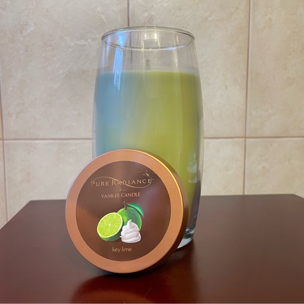 YANKEE CANDLE CRACKLING “KEY LIME” PURE RADIANCE WOOD WICK Large Vase Jar 22 oz.
